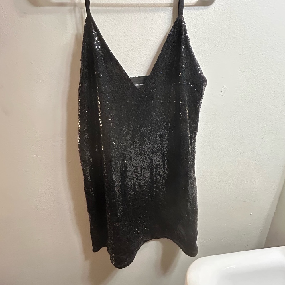Black Sequin Slip Dress